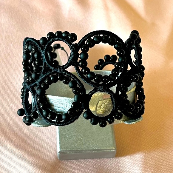 NWT. CHICO’S Black beaded cuff bracelet - Picture 1 of 3